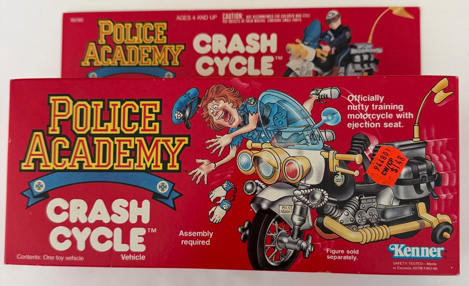 1989 KENNER POLICE ACADEMY CRASH CYCLE MIB SEALED UNUSED.