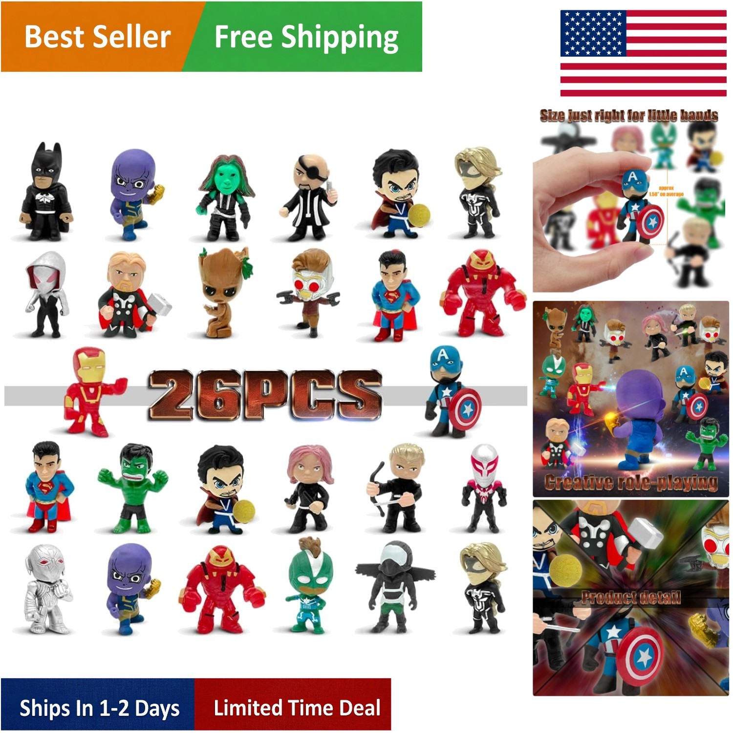 Colorful 26PCS Superhero Action Figures Set – Ideal for Kids&rsquo; Parties & Holidays