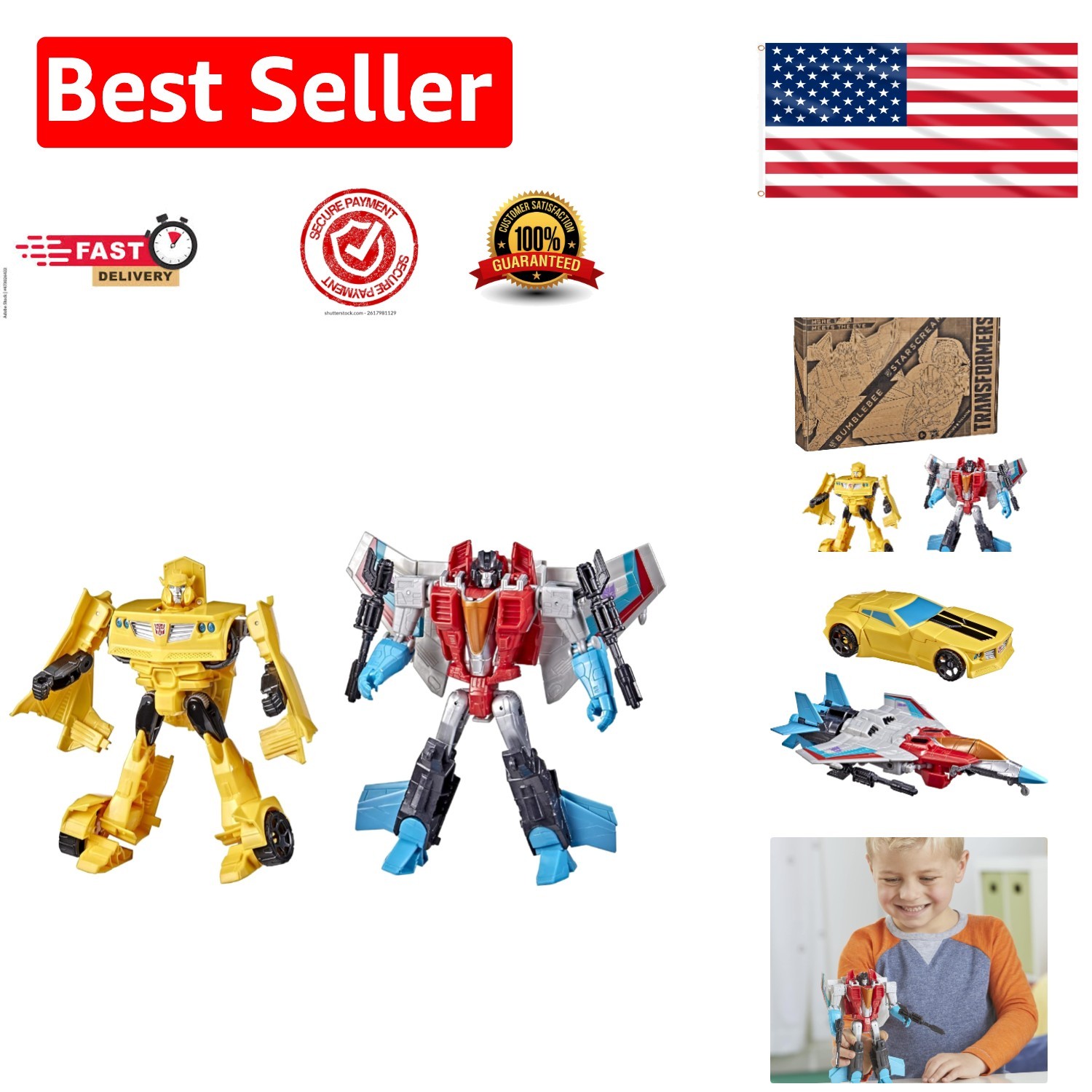Epic Bumblebee vs. Starscream 7-Inch Action Figures for Kids – Transformers Set