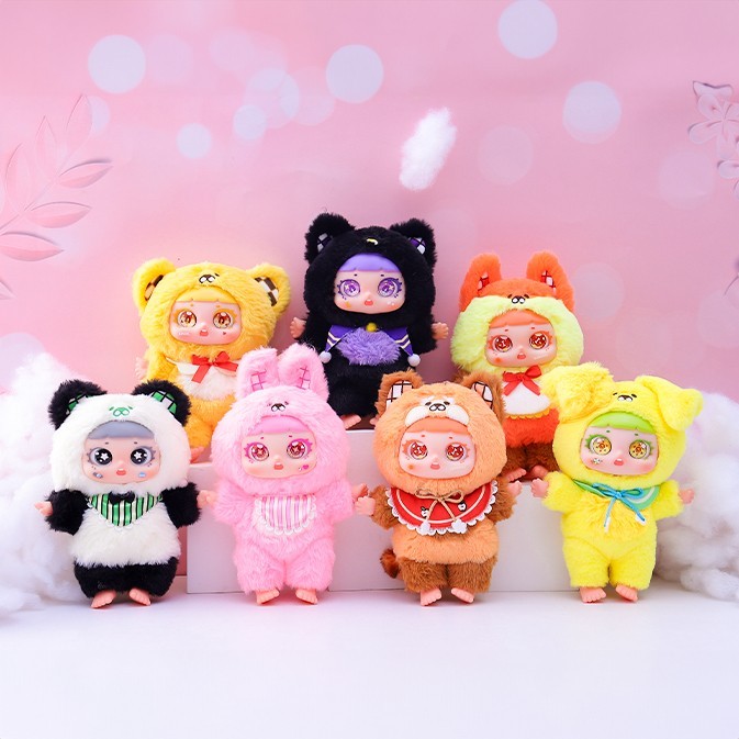 7&Prime; Blind Box Plush Doll Mystery Animal Stuffed Toy Panda Rabbit Fox Dog Gift
