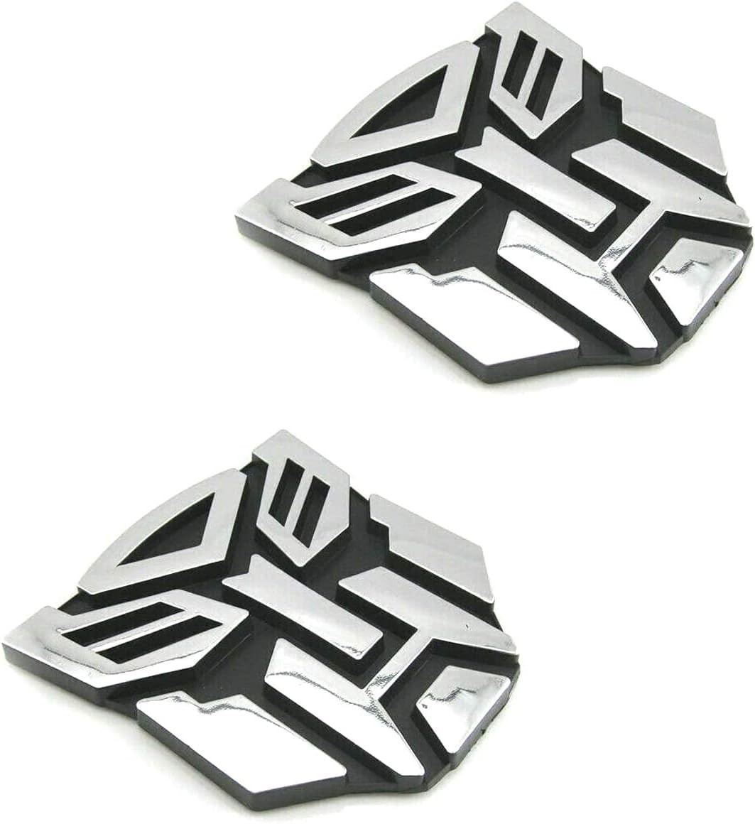 2 PCS in Set Transformers Emblem – 3&Prime; Tall for Car Autobot Sticker Pair Chrome F