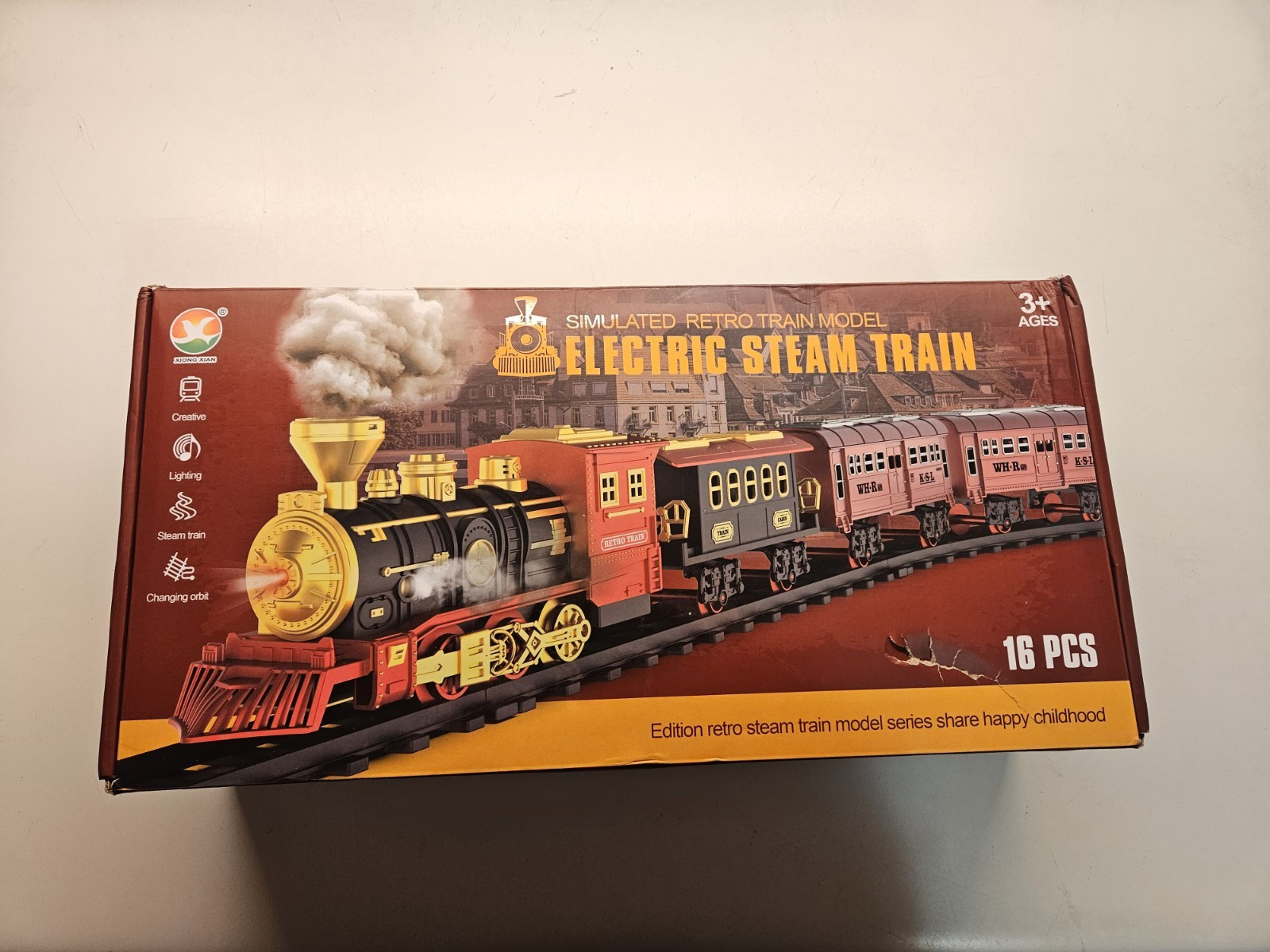 Simulated Retro Train Model 16 Pcs Electric Steam Train NO.699-18A (Open – Box /
