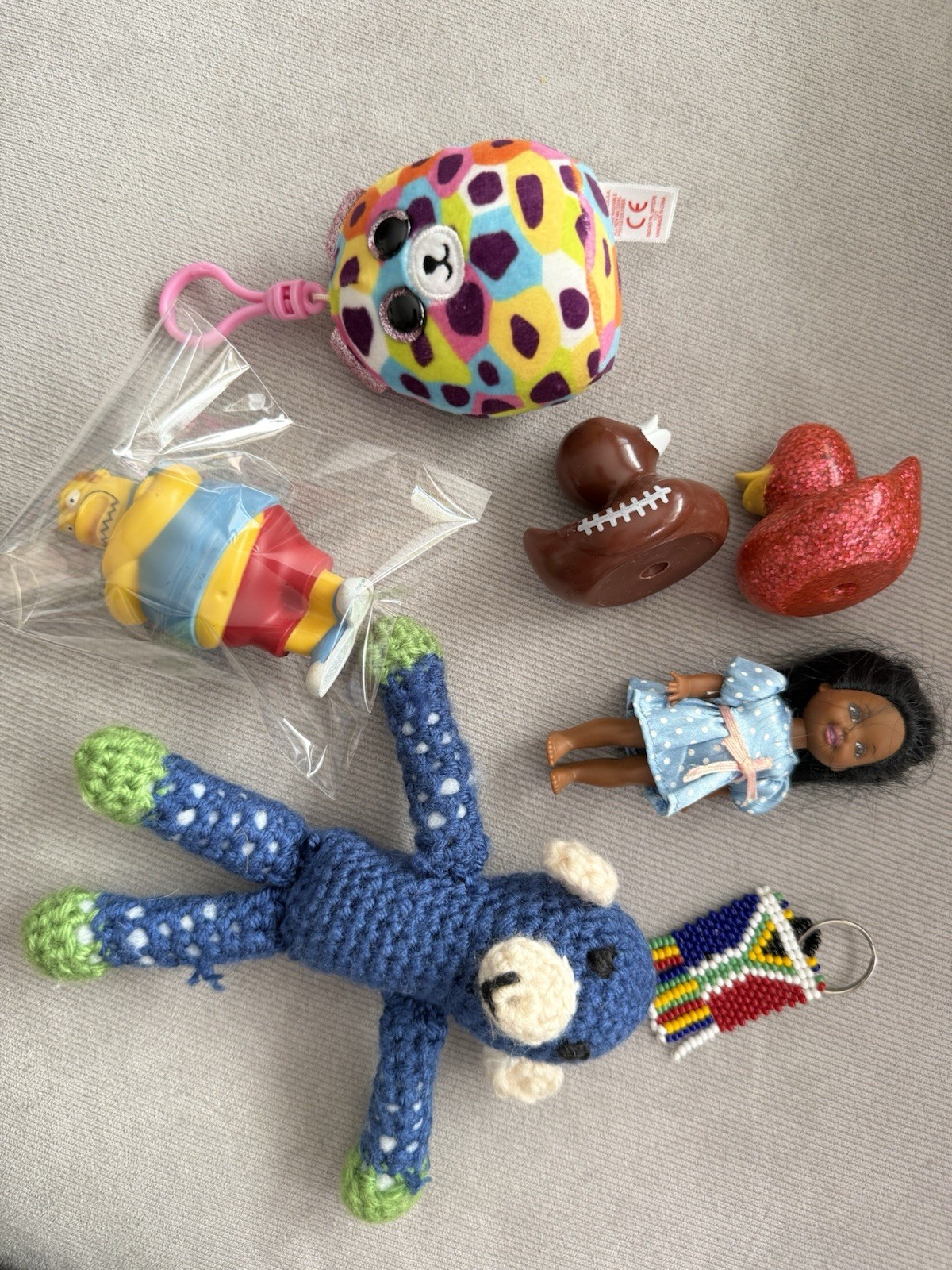 Toy Lot Simsons Comic Book Guy Barbie Doll Ty Beanie Babies 7 pc