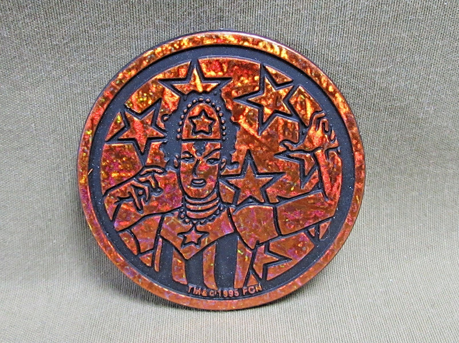 COPPER AMERICAN MAID KINI SLAMMER 1995 The Tick Plastic Pog Milkcap Fox Network