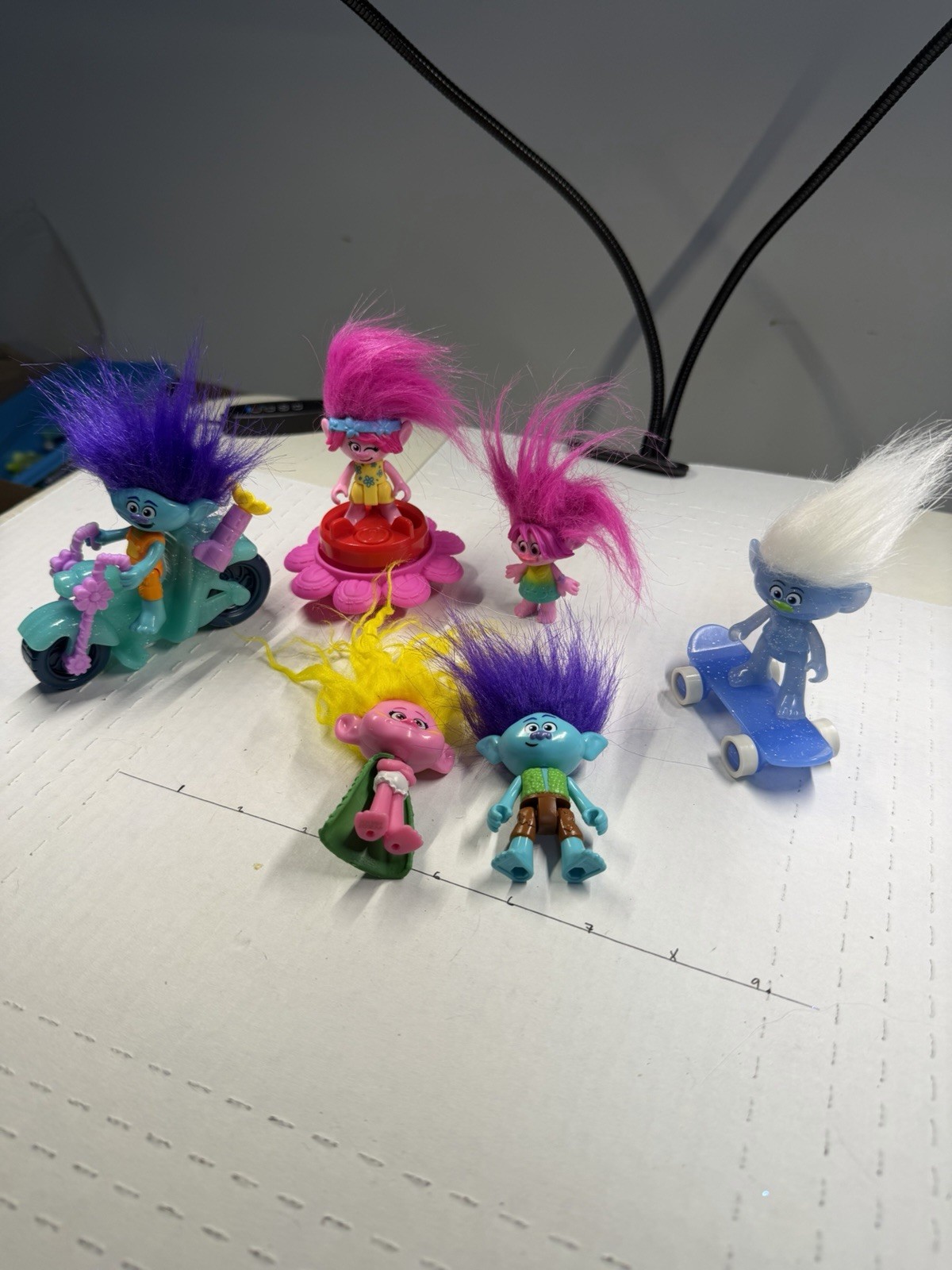 DreamWorks Trolls Figure Lot Poppy Branch Guy Diamond w Vehicles 6 Pc Hair