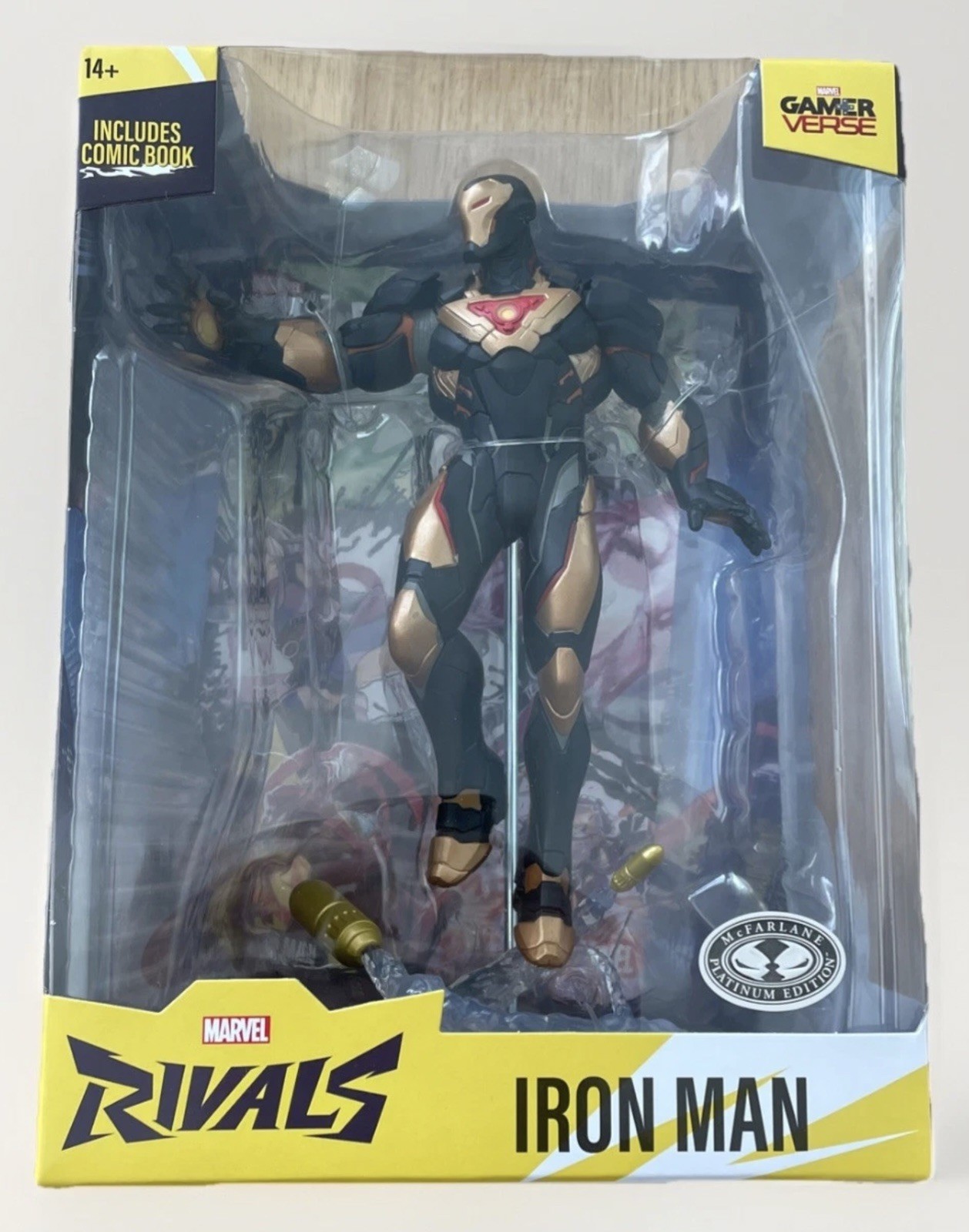 Marvel Rivals Iron Man Platinum Edition Black & Gold 1:6 Statue With Comic Book