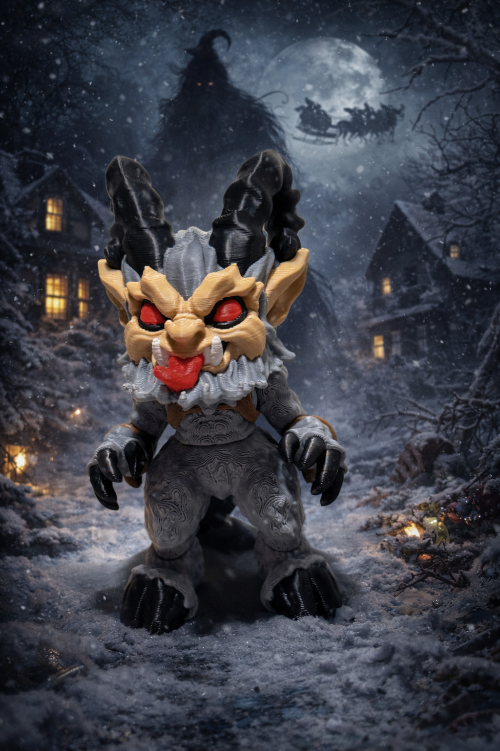 Krampus Mini Figure 3D Printed Horror Christmas Collectible Keychain Option