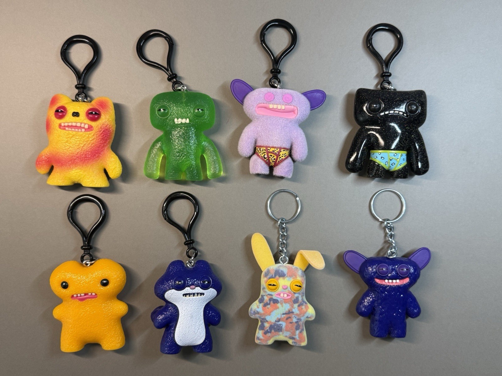 Fugglers series 2 Bag Clips Keychains Green Squidge Rare Flocked