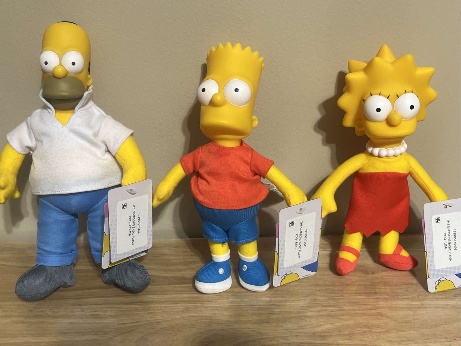Jakks Pacific The Simpsons Plush Dolls Homer, Bart, Lisa 3 Lot Plastic Heads 11”