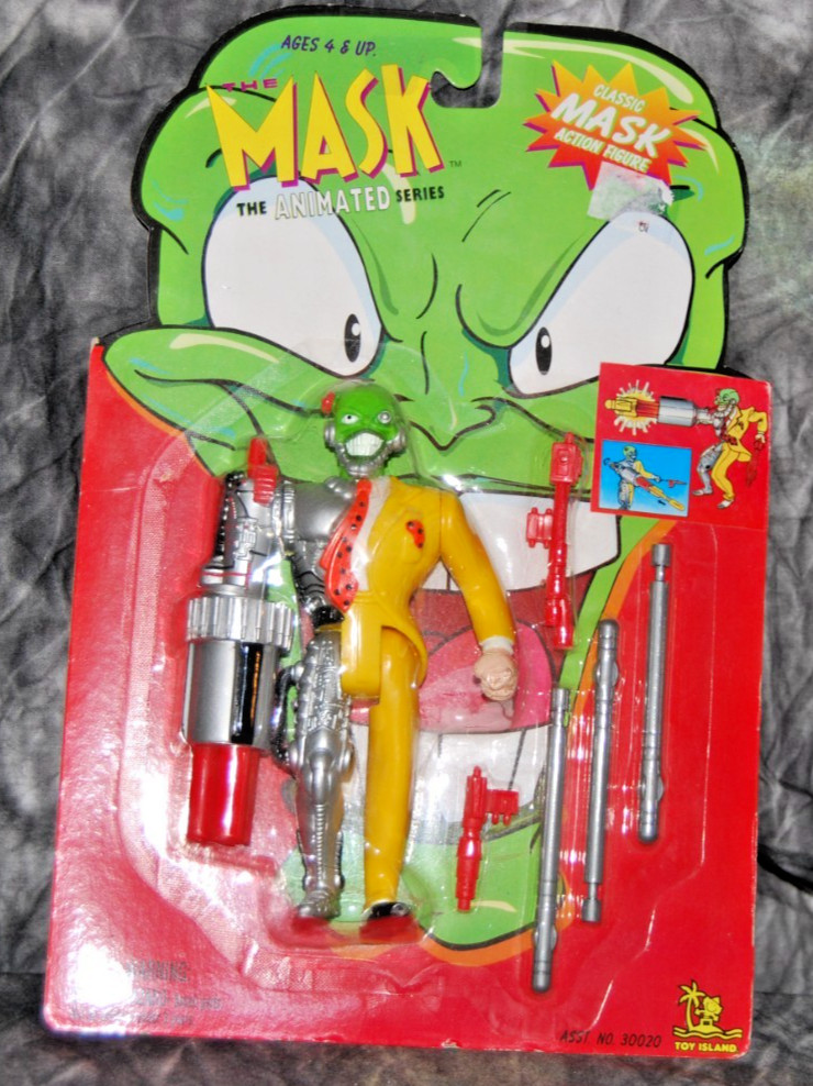 Vintage 1997 Toy Island The Mask Animated Series Cyborg Mask Action Figure MOC