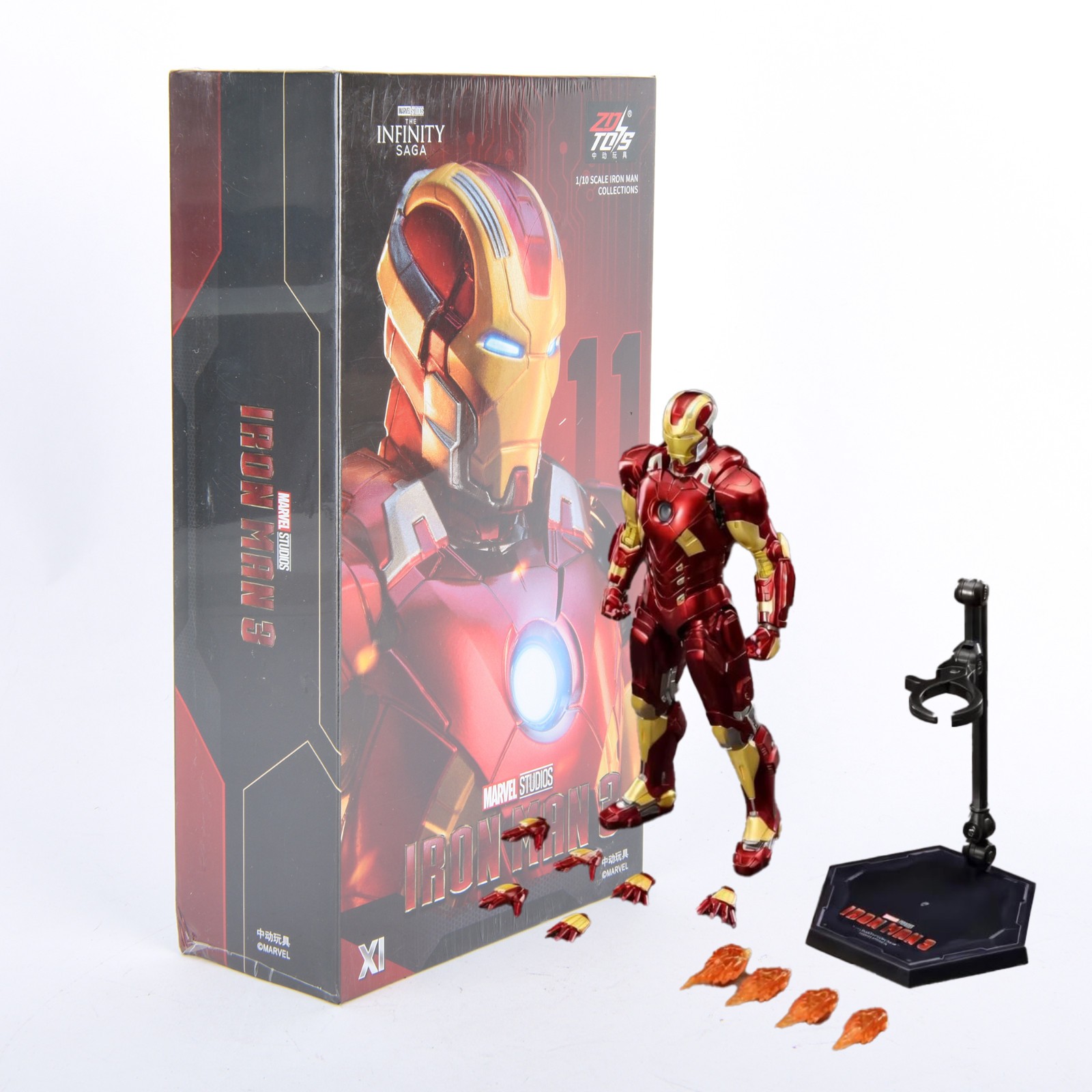 Marvel Avengers Iron Man Mark 11 MK11 Ironman Toy LED Light Action Figure Model