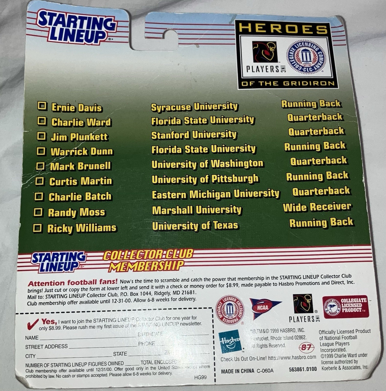 Starting Lineup Charlie Batch Eastern Michigan University Heroes of the Gridiron