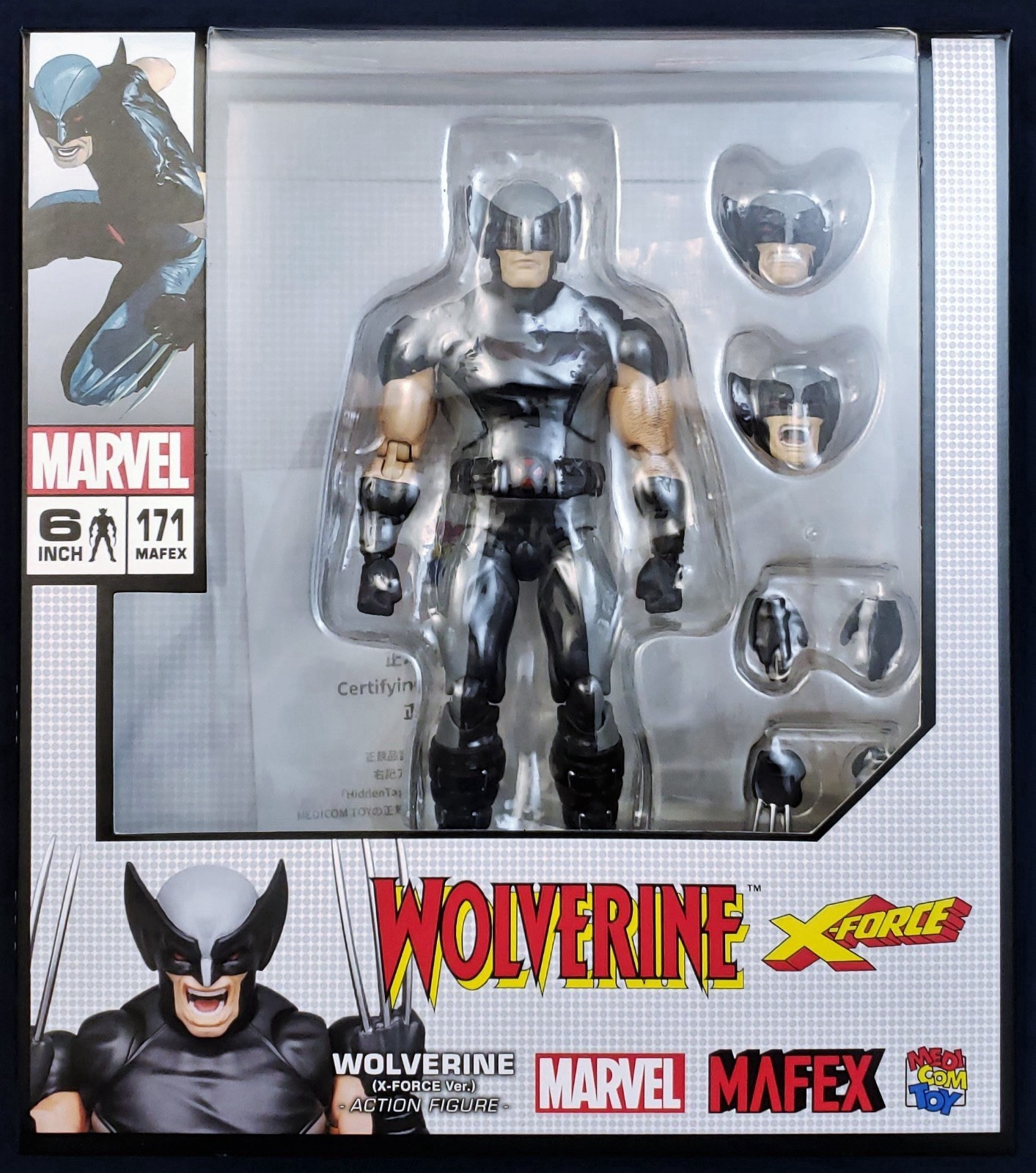 Medicom Toy MAFEX 171 Marvel Wolverine X-Force 6in Figure w/ Alt Heads/Hands