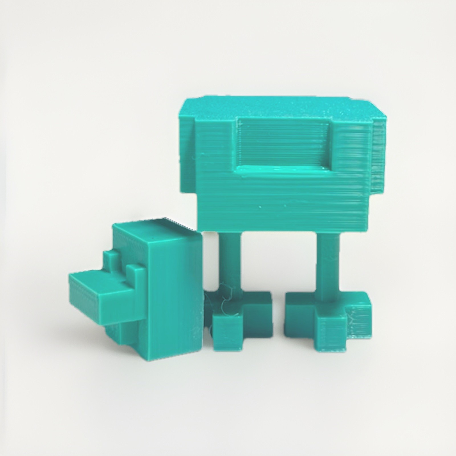 3D Printed Minecraft Chicken Teal Color Figure 2&Prime;x1.5&Prime; Toy Mob (REMOVABLE HEAD)