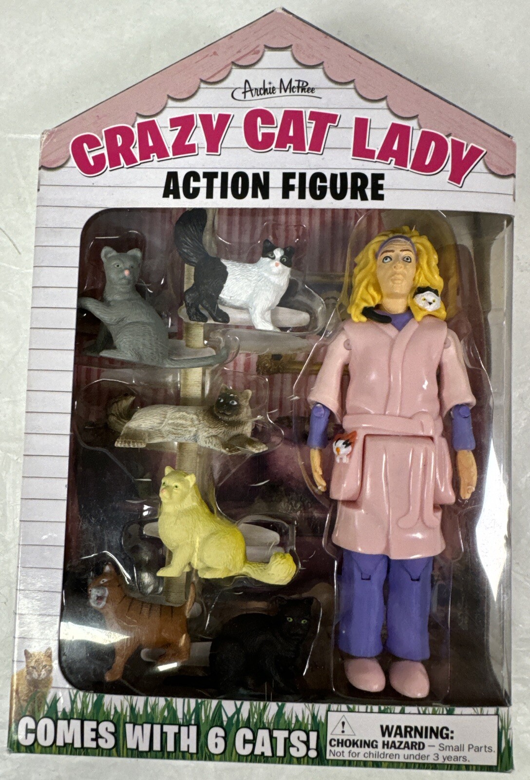 Crazy Cat Lady Action Figure Set With 6 Cats Archie McPhee NEW