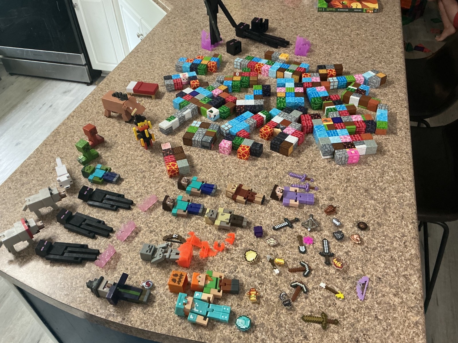 Minecraft Figures and Magnetic Blocks HUGE Lot