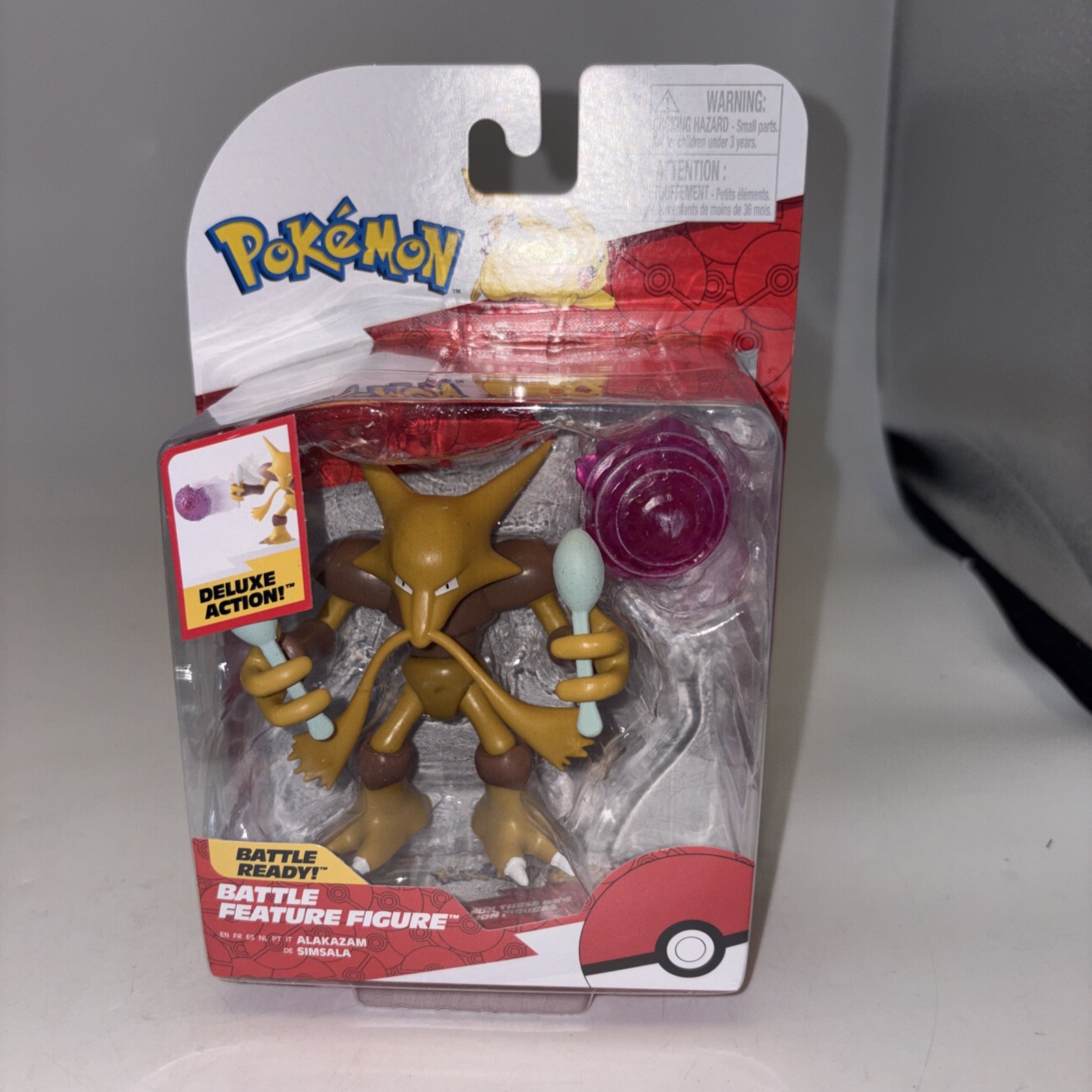 Pokémon Alakazam Battle Feature Action Figure 4.5in Jazwares NEW