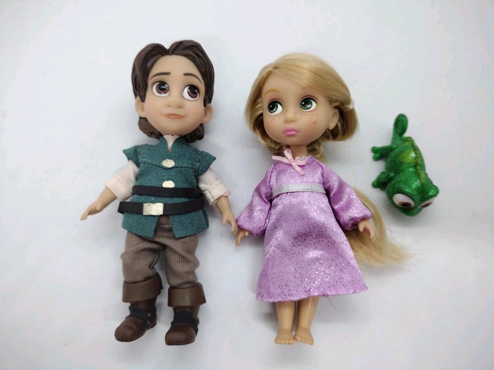 DISNEY STORE Animators Collection Lot Flynn Rider Rapunzel 5&Prime; toddler doll set