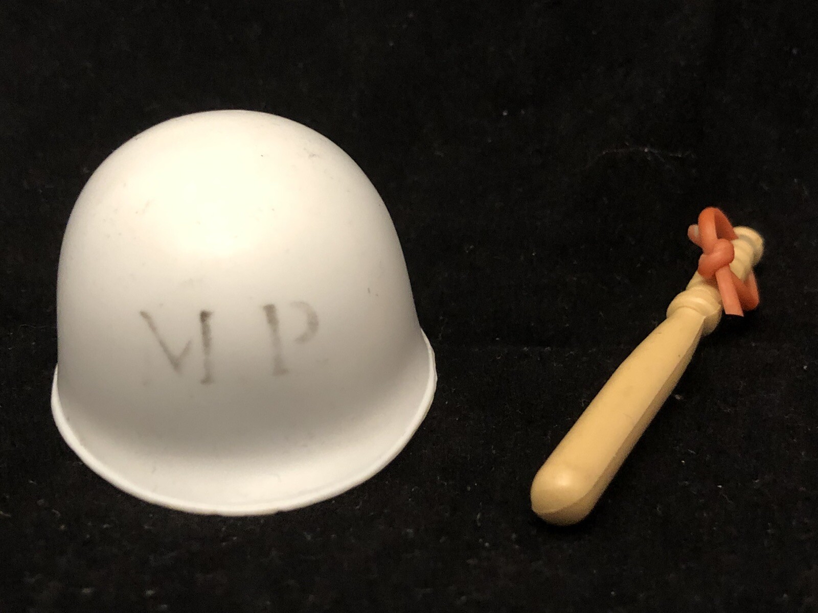 Vintage 1960&rsquo;s Hasbro 12&Prime; GI Joe White Hard M.P. Military Police Helmet W/ Baton