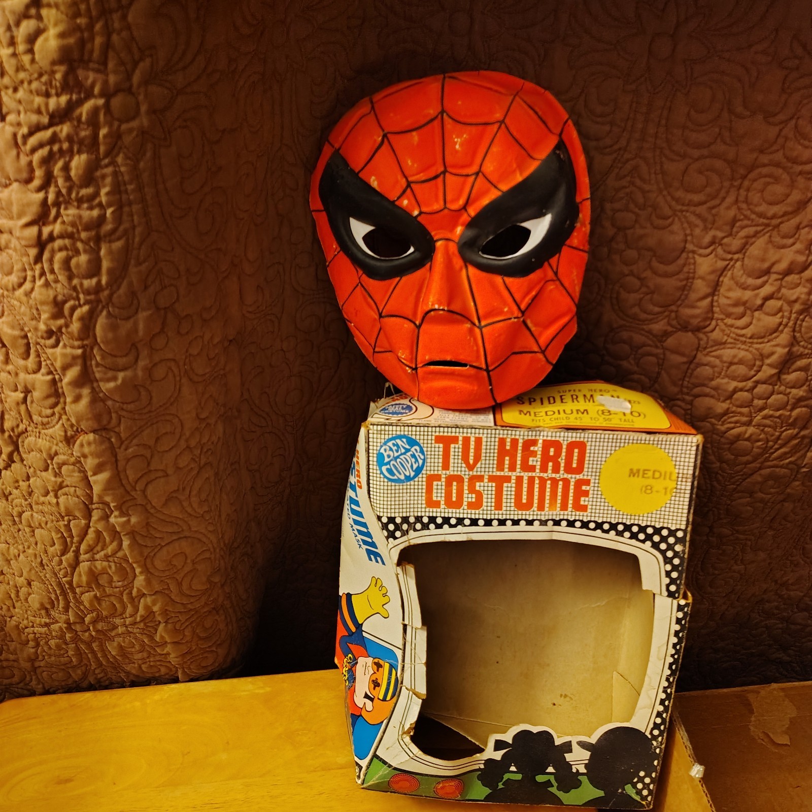 1972 Ben Cooper Silver Age Spiderman Complete Mask and Costume USED