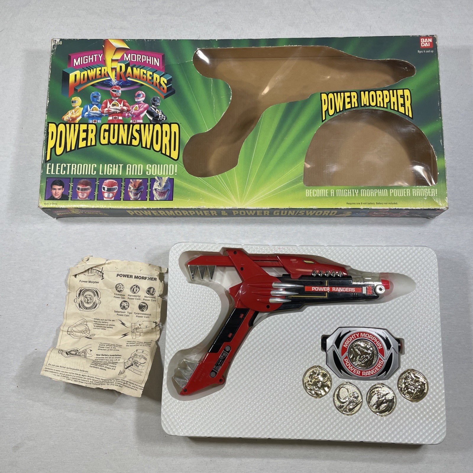 1993 Mighty Morphin Power Rangers Power Morpher Power Gun/Sword Complete Tested