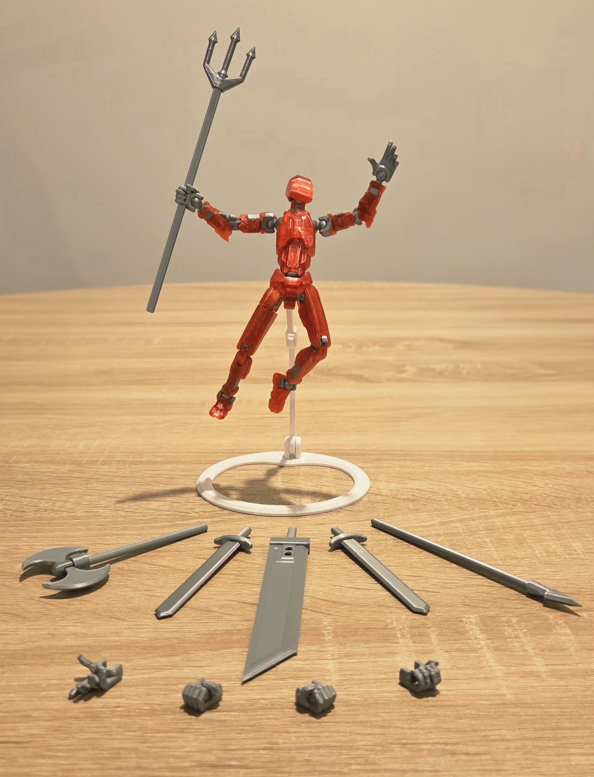Dummy 13 Action Figure – Translucent Red Variant with Weapons – Accessory Set