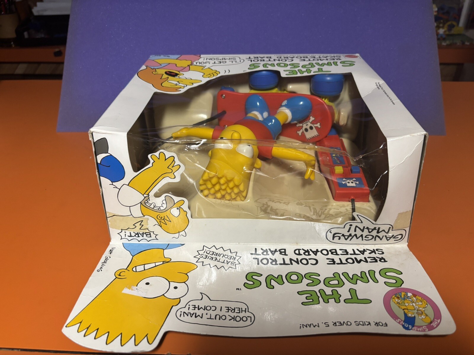 1990 MATTEL -BART SIMPSON “REMOTE CONTROL SKATEBOARD” MINT in BOX