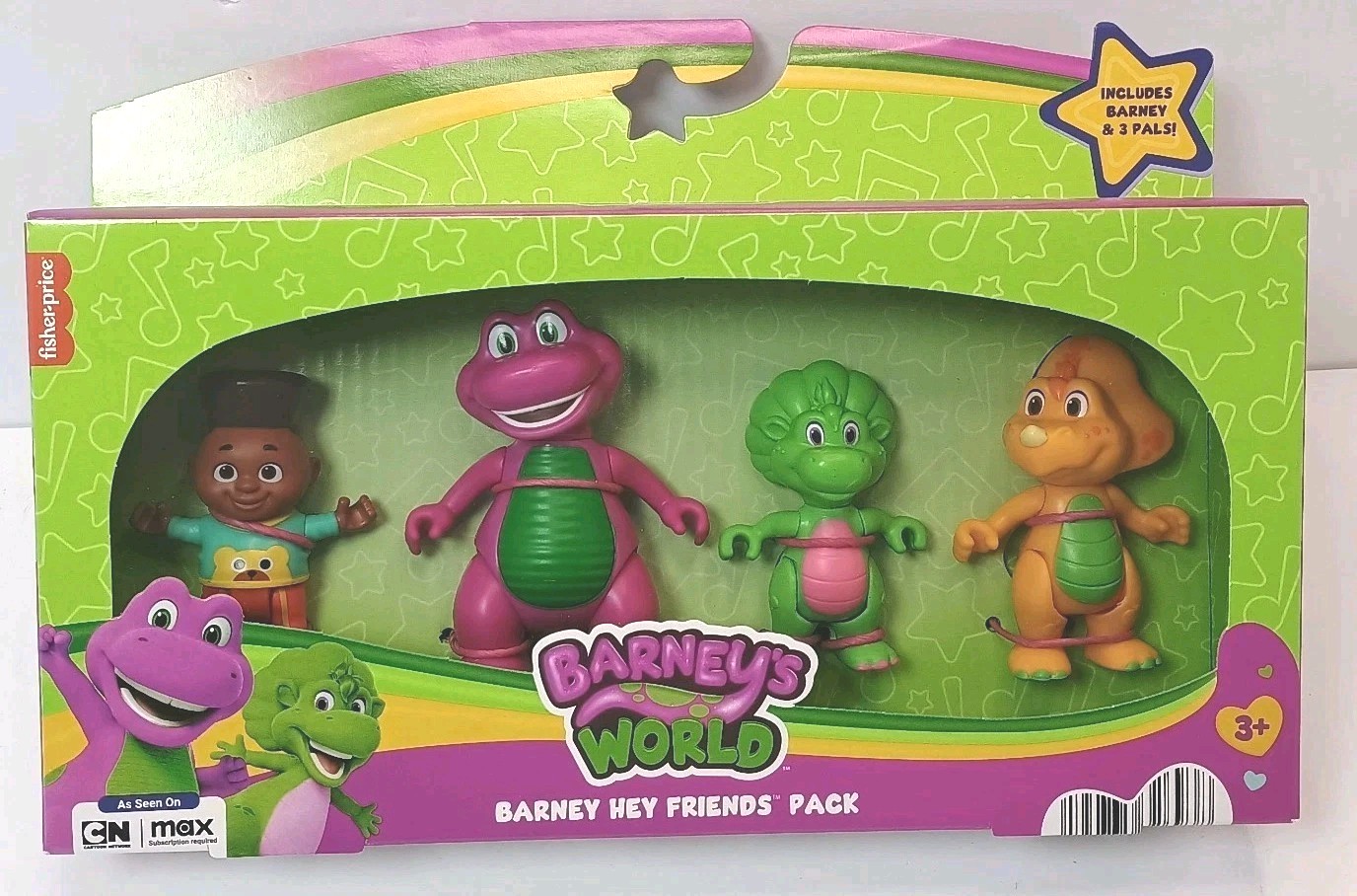 Barney&rsquo;s Hey Friends Pack 3” Figures 4-Pack Barney World Baby Bop Billy David
