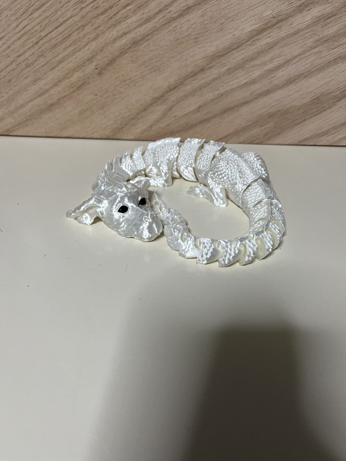 17&Prime; Falkor Articulated 3D Printed From The Neverending Story. Silk White