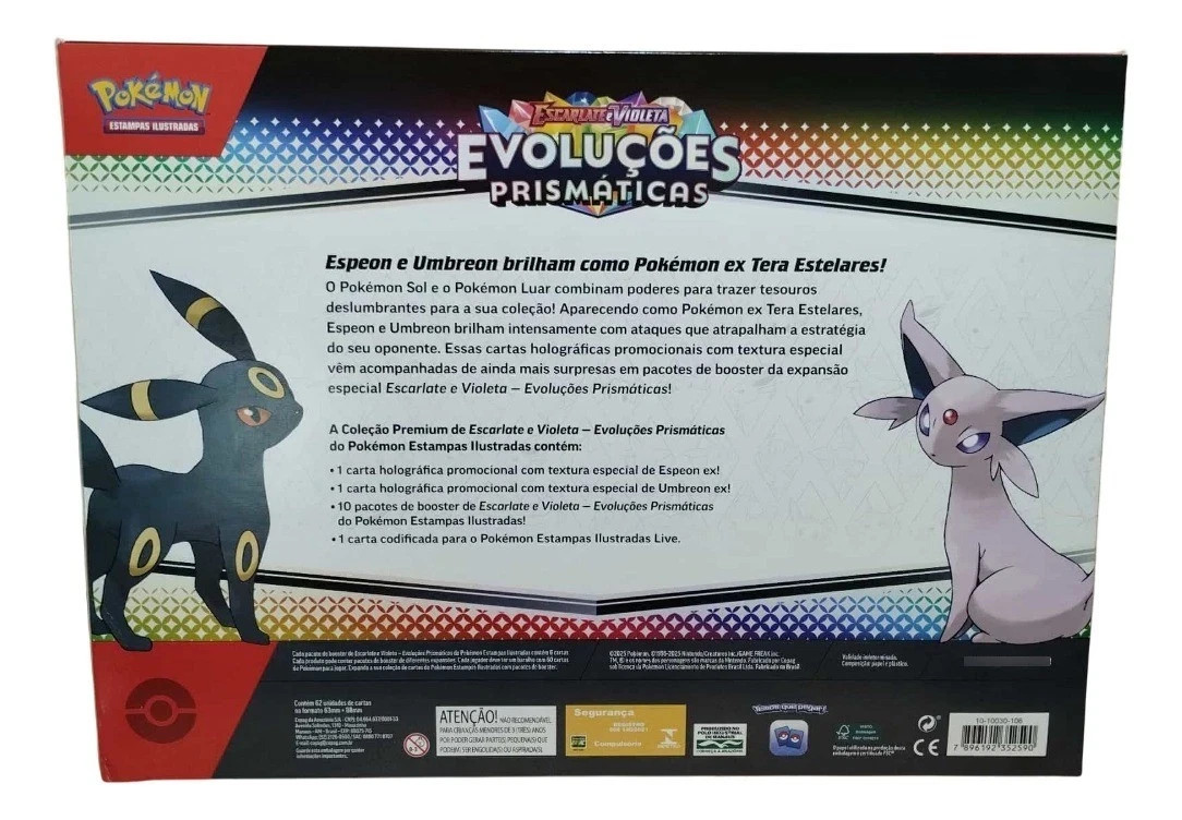 Pokemon Prismatic Evolutions Umbreon Espeon Premium Box Brazilian Sealed Copag
