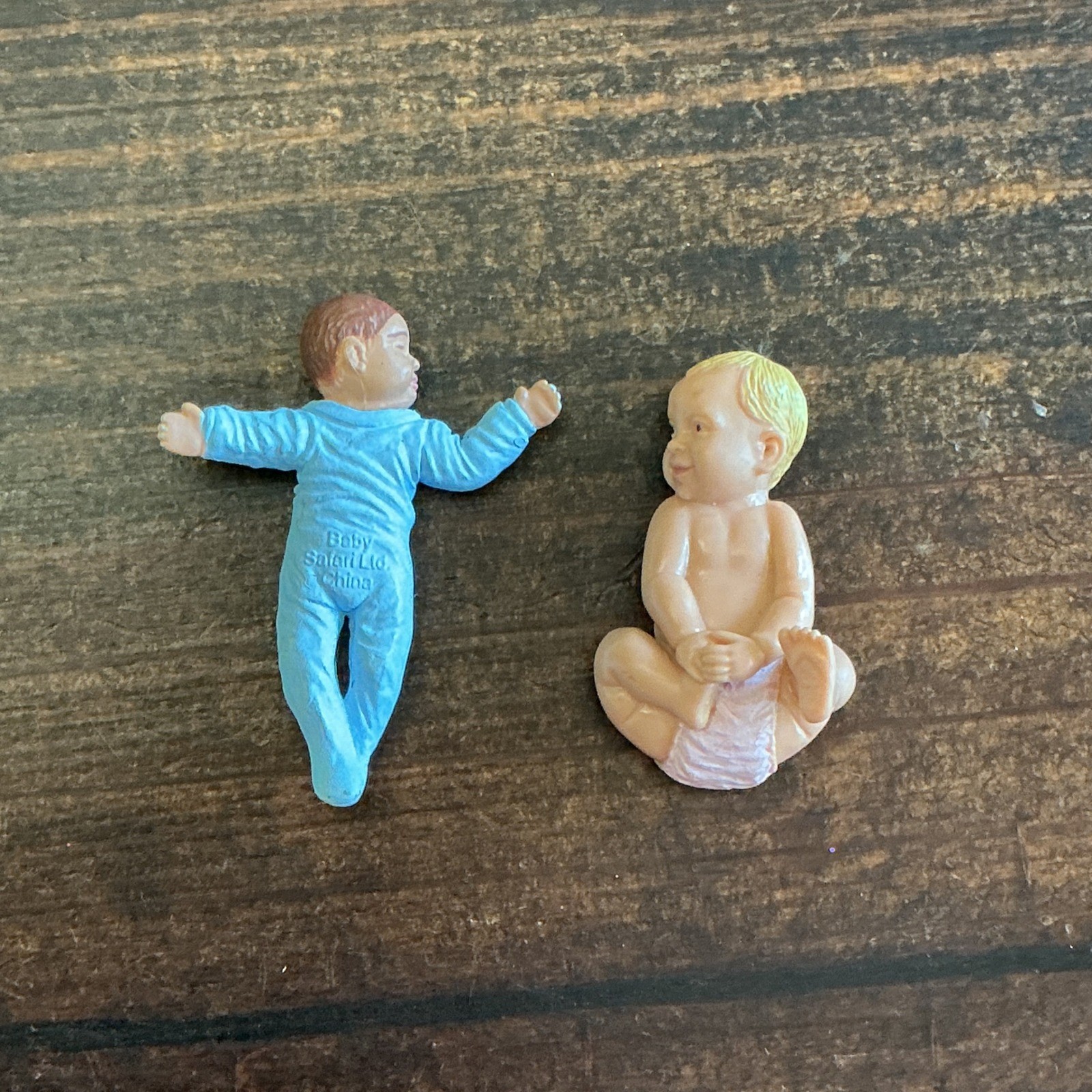 Safari Ltd Baby Figures Miniature Infant Figurines Blue Sleeper Diaper Set of 2