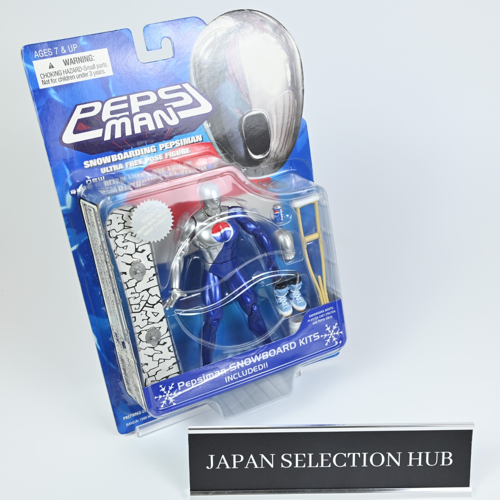 Pepsiman Blue Ultra Free Pose Action Figure Snowboarding Bandai Pepsi Winter JP