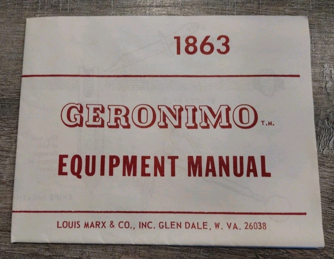 1960&rsquo;s-70&rsquo;s Marx Johnny West Geronimo Equipment Manual FAF Version Good Cond