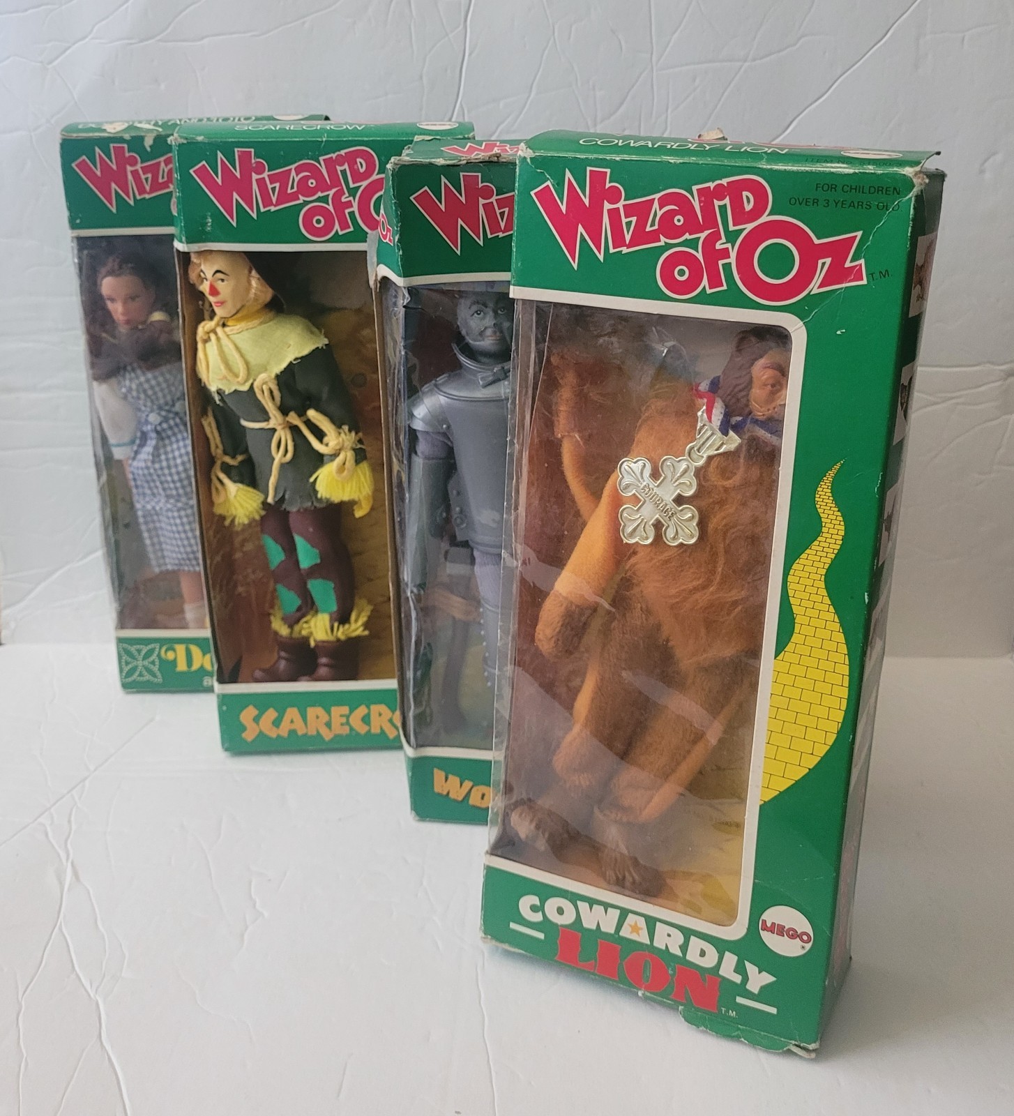 MEGO Wizard of Oz DOROTHY, SCARECROW, TIN MAN, LION 8&Prime; Figure DOLLS LOT of 4 BOX