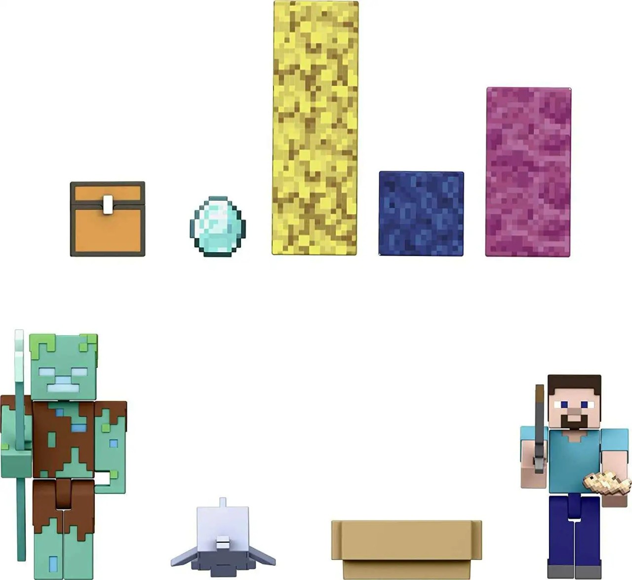 Minecraft Dolphin&rsquo;s Treasure Adventure Pack with 3 Action Figures