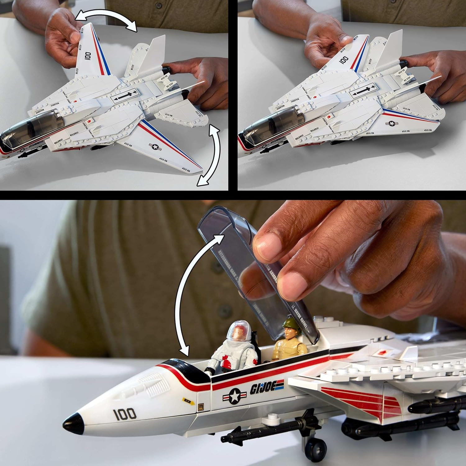 ​MEGA G.I. Joe Action Figures Building Toys, Skystriker XP-14F Vs. Cobra H.I.S.S