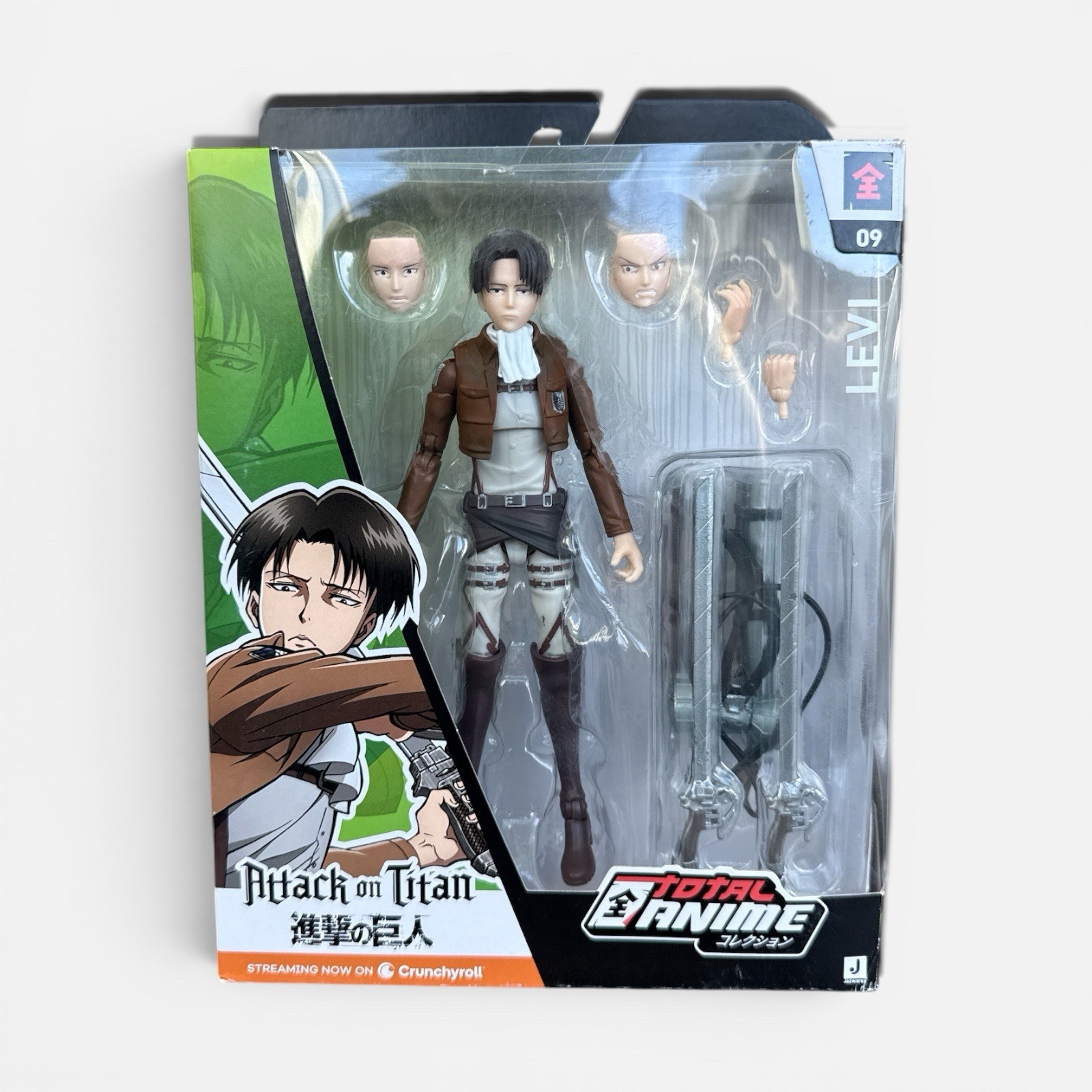 Total Anime Attack on Titan Levi Action Figure Boxed w/ Alternate Hands