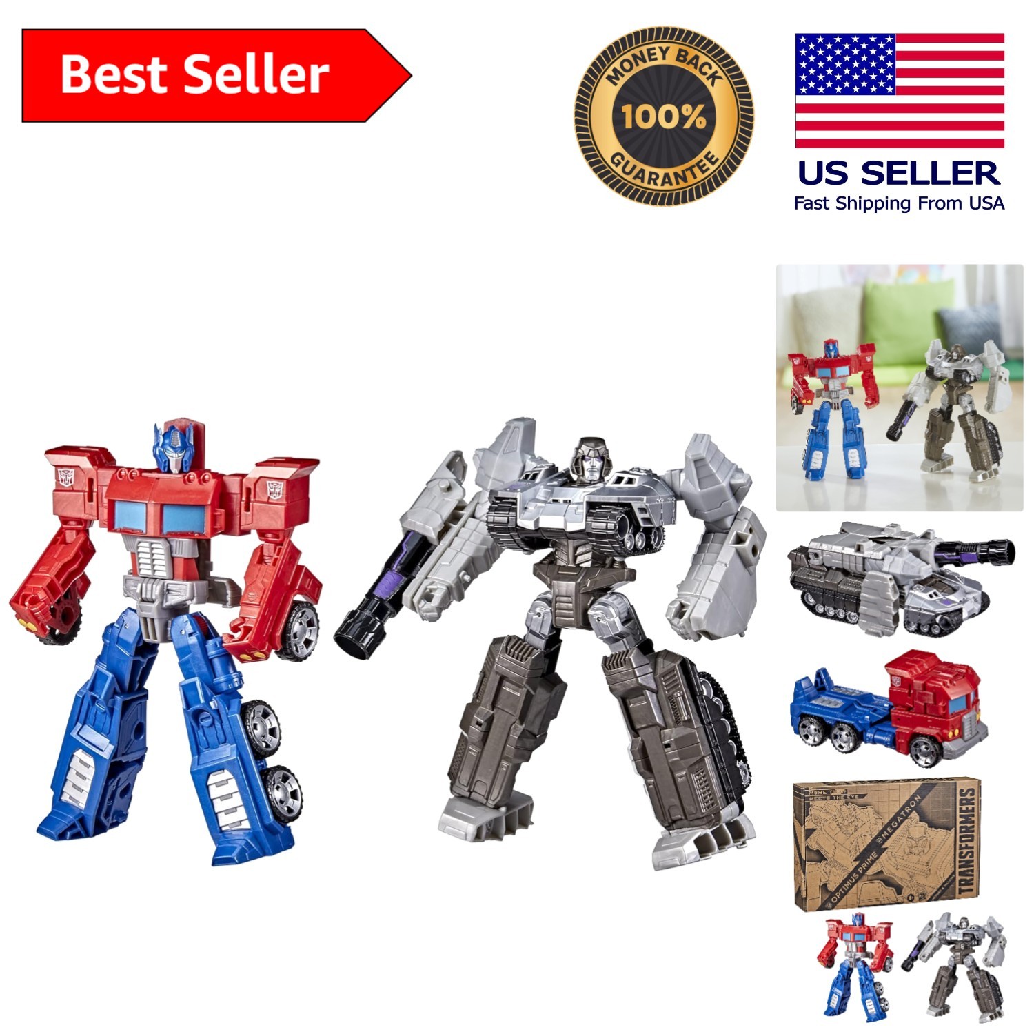 7-Inch Transformers Action Figures: Optimus Prime & Megatron Set for Kids