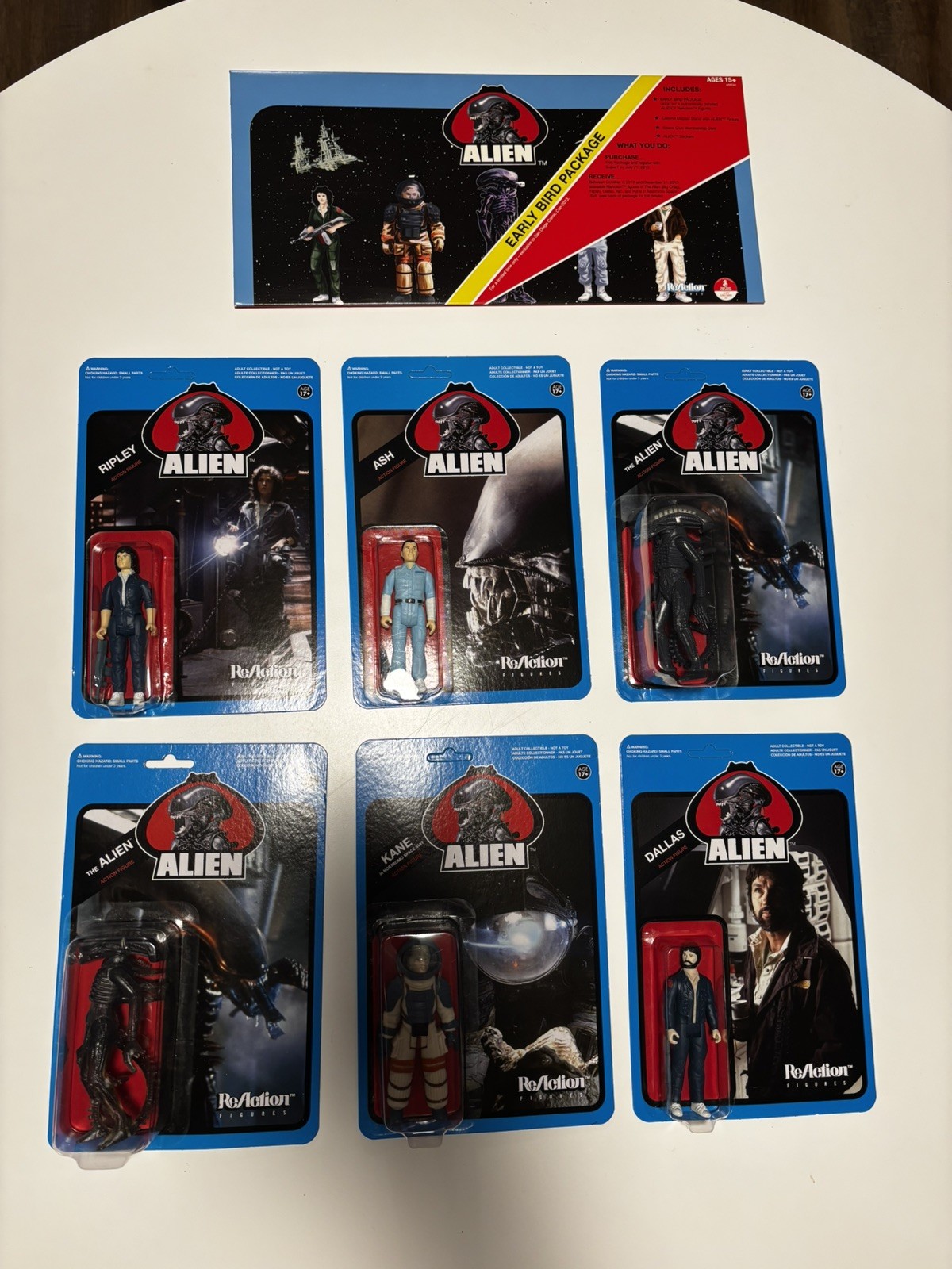ALIEN – 2013 SDCC Super7/ReAction Early-Bird Action Figure Set and envelope