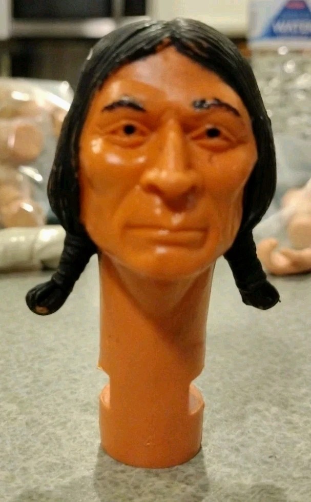 1960&rsquo;s-70&rsquo;s Marx Johnny West Chief Cherokee Head Orange Good Cond #2