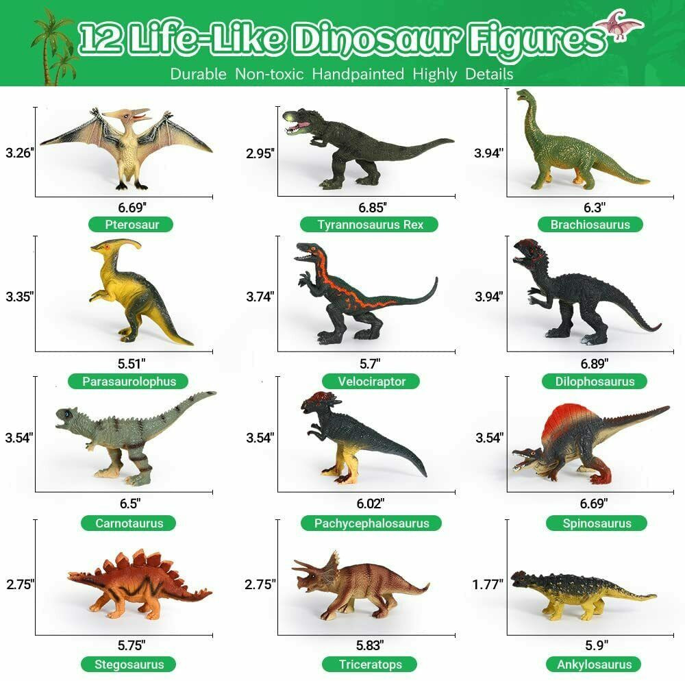 Dinosaurs Sound Book,12pcs Interactive Dino Action Figure Toys For Toddler Kids
