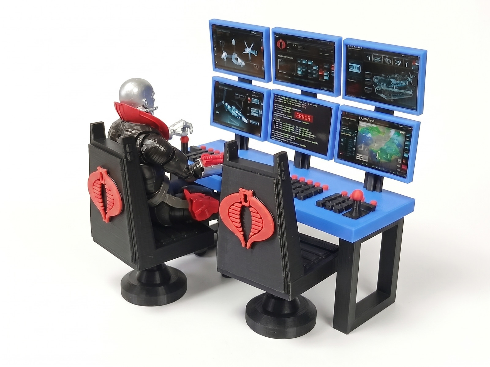 GI JOE COBRA CLASSIFIED 1:12 scale Computer Station w/ Chairs figure diorama