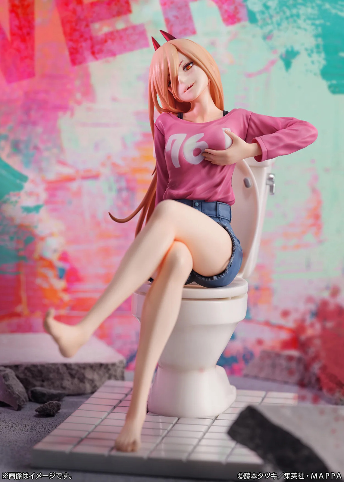 Chainsaw Man Denji Power Pochita Anime Figure Instant Noodle Scene PVC Model Toy