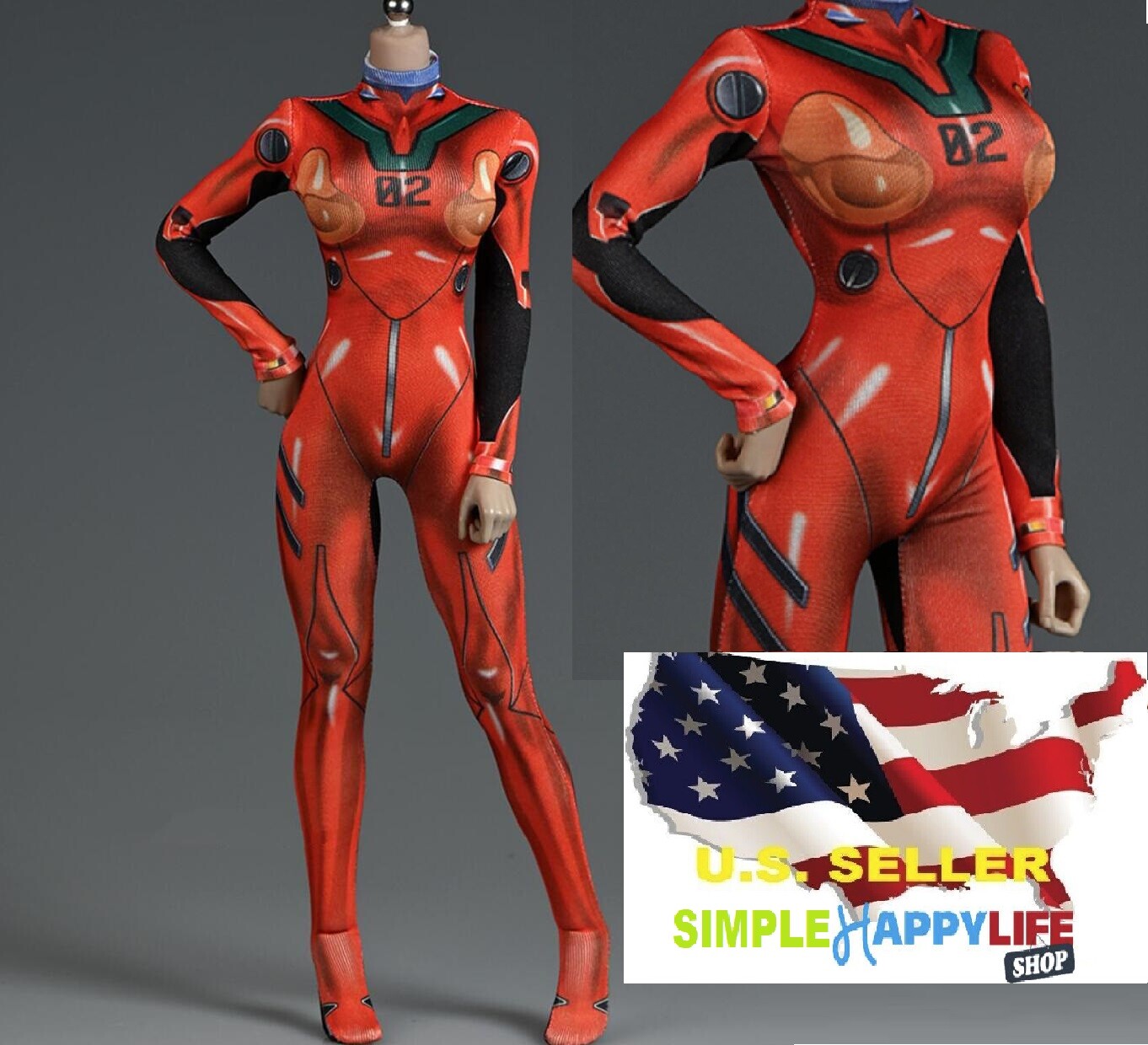 1/6 Asuka Langley tight suit for 12&Prime; female figure Hot toys Phicen poptoys ❶USA❶