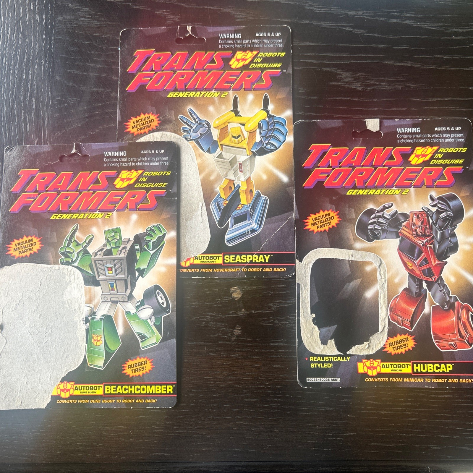 Transformers G2 Hubcap Beachcomber Seaspray LOT vintage cardback Minicar