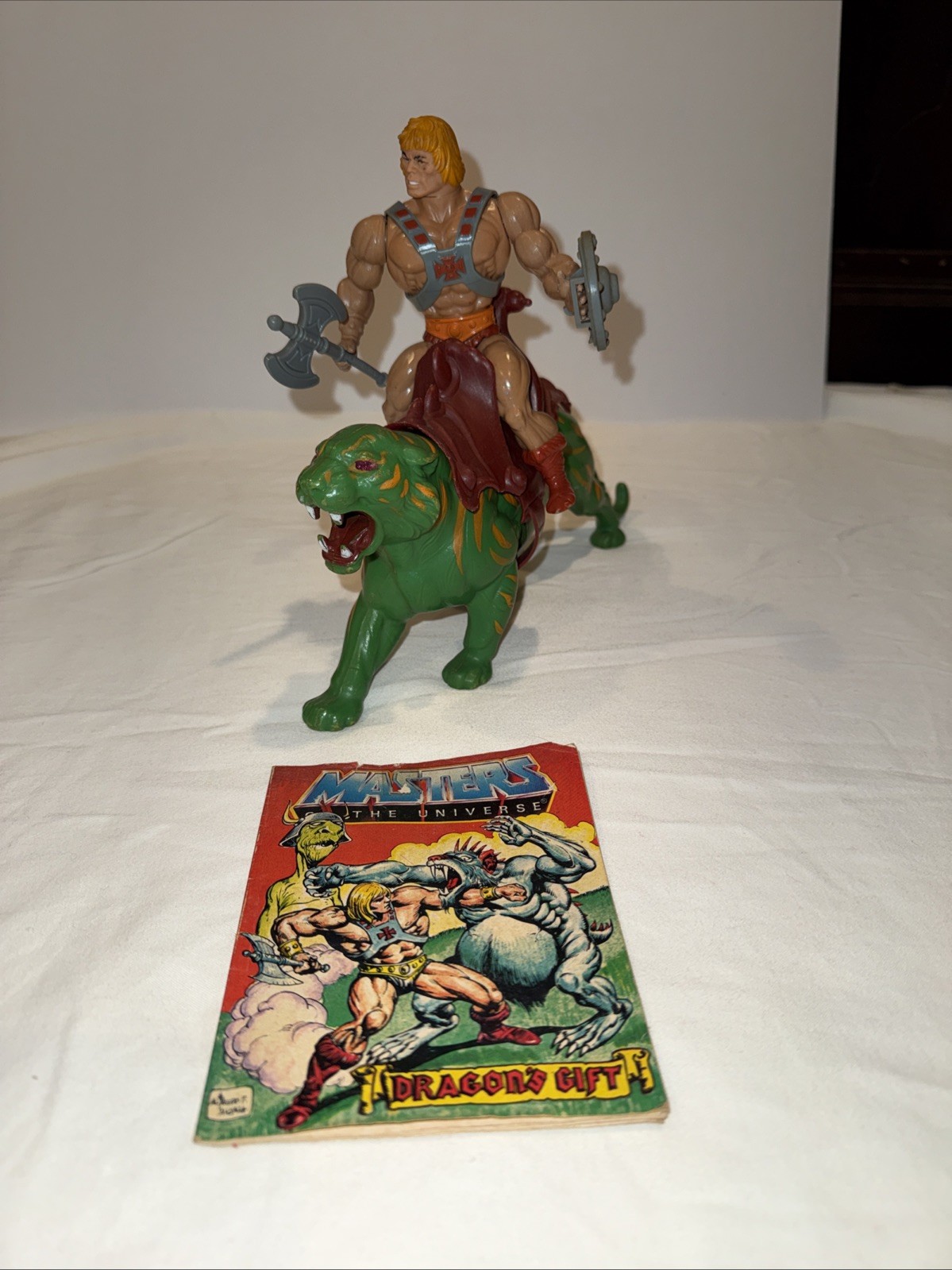 Vintage He-Man & Battle Cat 1981 Soft Head Taiwan MOTU Action Figures !!