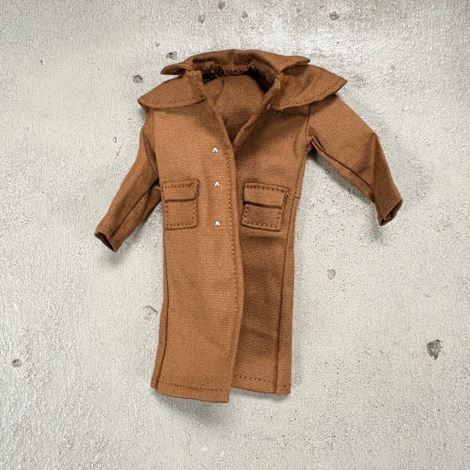 PB-LTC-DU-BRN: 1/12 Brown Wired Fabric Western Duster Coat for 6&Prime; action figure