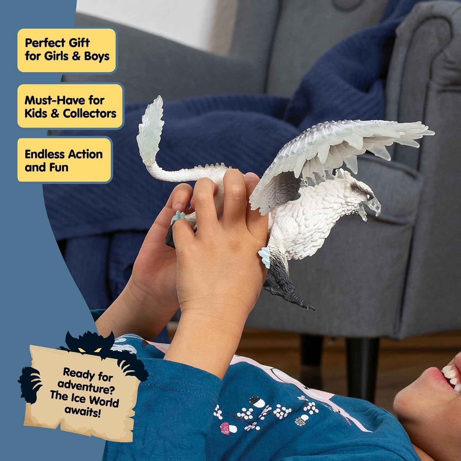 Schleich Eldrador Creatures – 13&Prime; Ice Griffin Toy – Movable Wing Dragon Figure