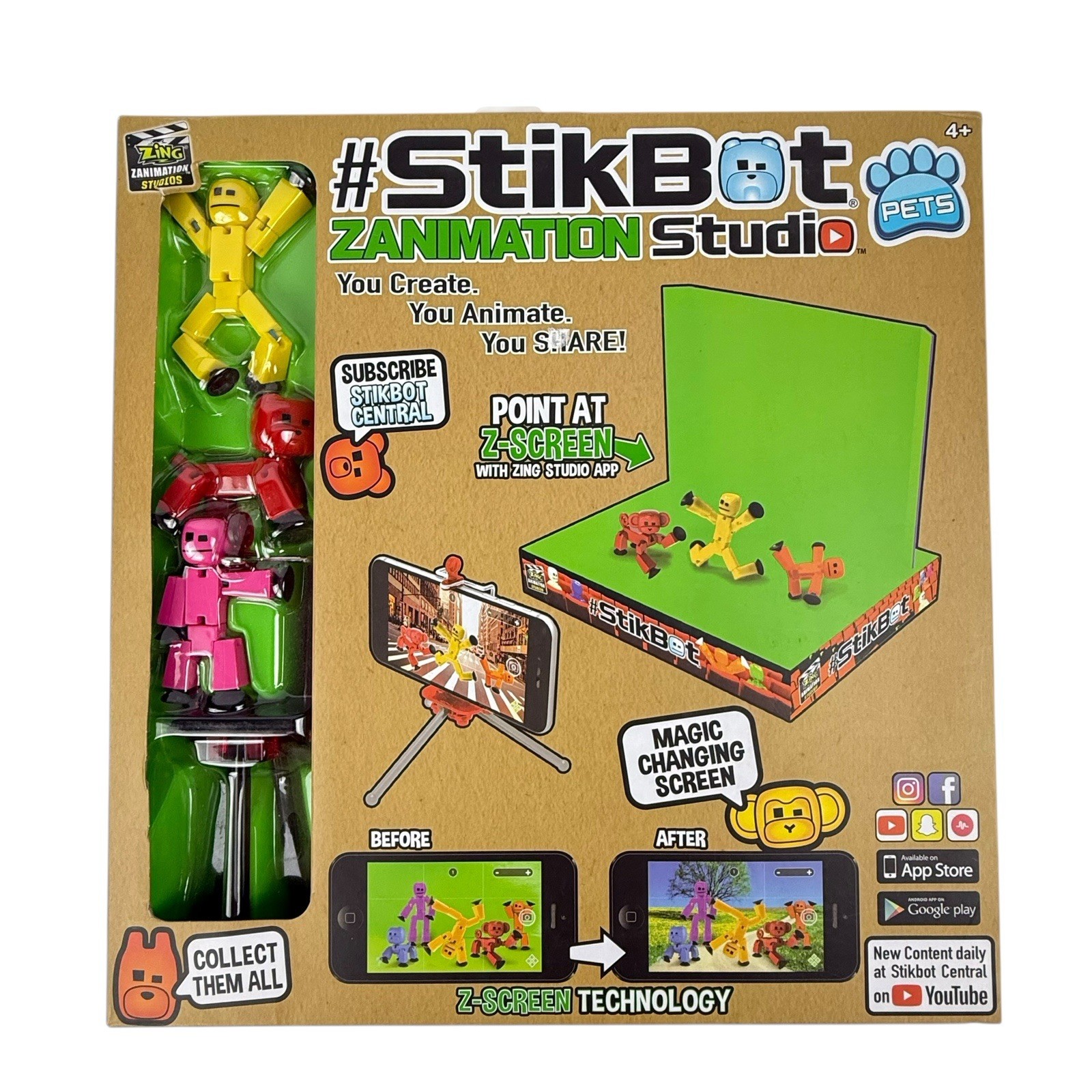 New Zing StikBot Zanimation Studio 2 in 1 Z-Screen Stage #StickBot Set Pro