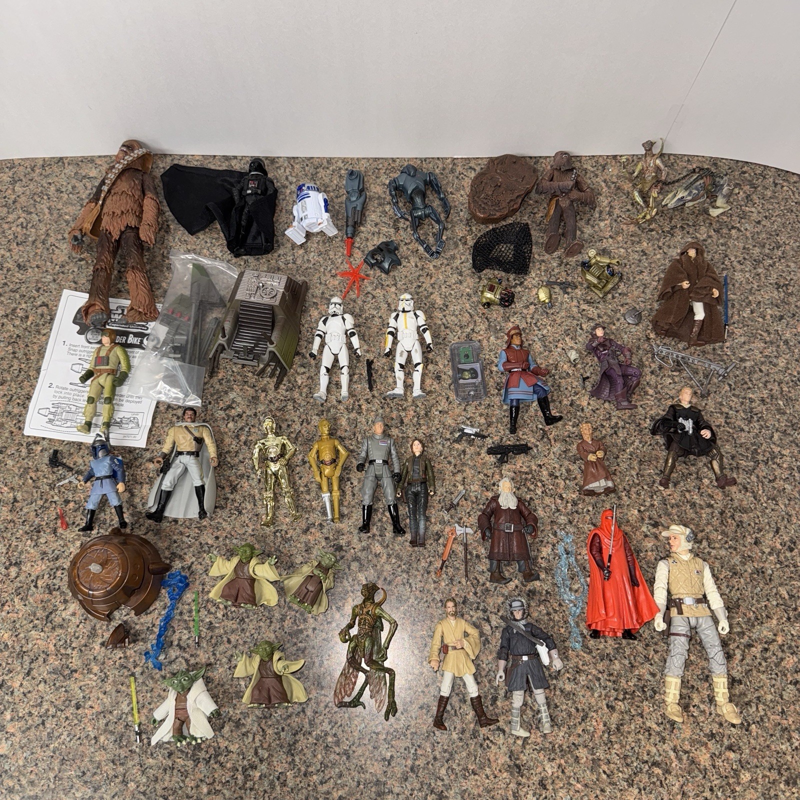 Star Wars Action Figures Weapons Lot Yoda Chewbacca C3PO R2D2